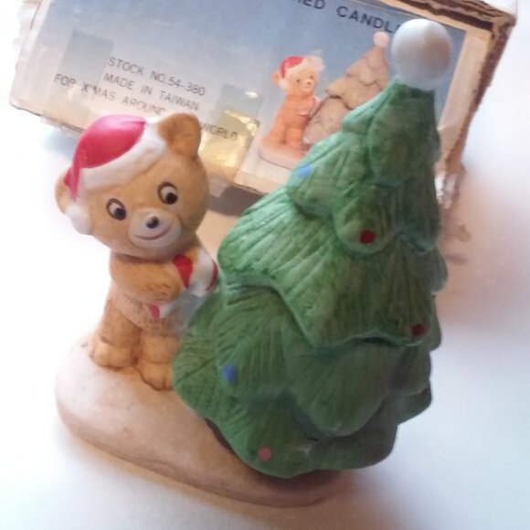 Vintage Ceramic Christmas Candle Christmas Around The World Teddy Tree Candle - Picture 4 of 5